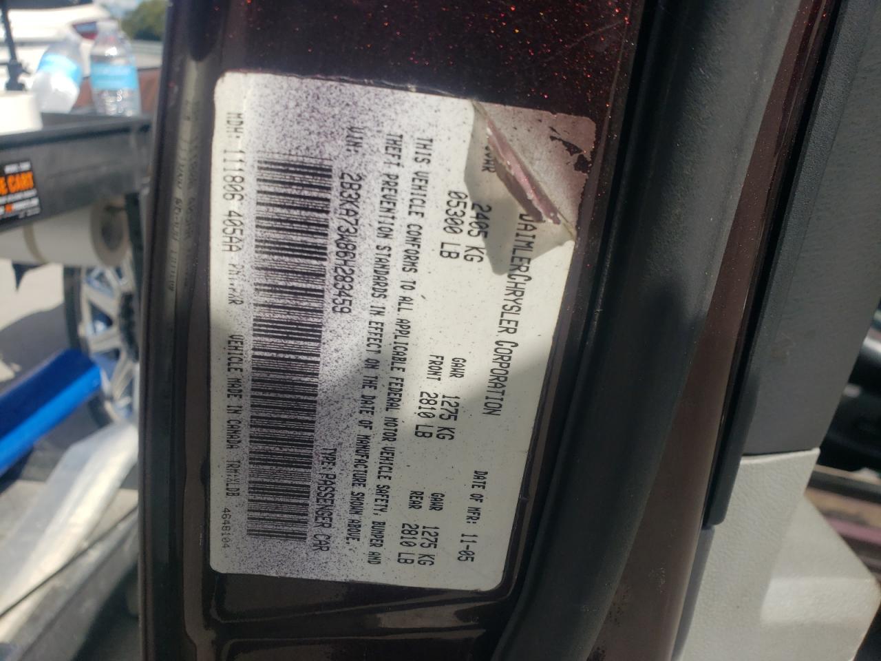 2006 Dodge Charger Srt-8 VIN: 2B3KA73W86H283459 Lot: 84968955