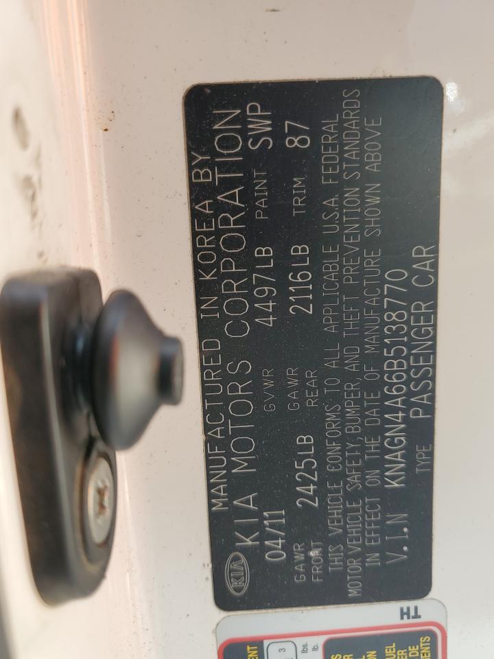 2011 Kia Optima Ex VIN: KNAGN4A66B5138770 Lot: 82345485