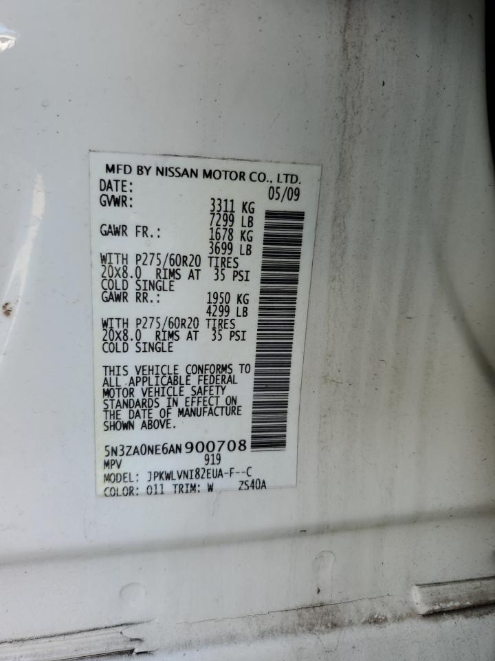 2010 Infiniti Qx56 VIN: 5N3ZA0NE6AN900708 Lot: 91071655