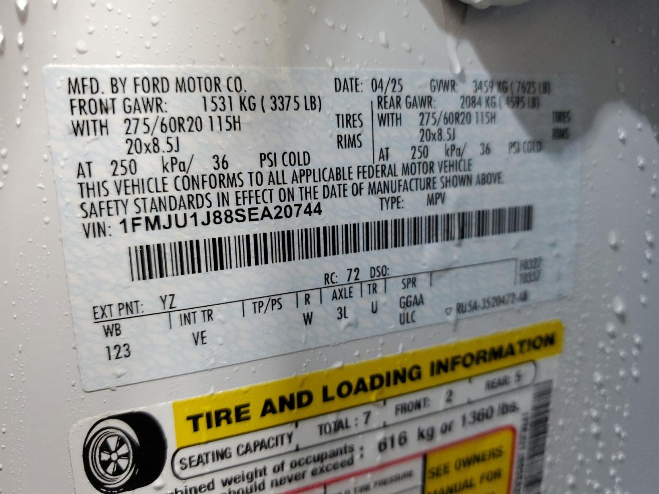 2025 Ford Expedition Active VIN: 1FMJU1J88SEA20744 Lot: 85325715