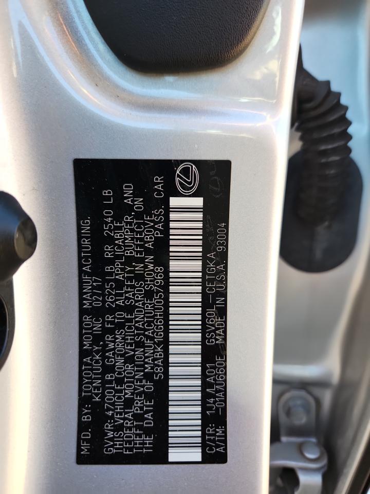 2017 Lexus Es 350 VIN: 58ABK1GG6HU057968 Lot: 84462955