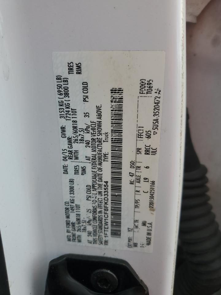 2015 Ford F150 Supercrew VIN: 1FTEW1CF8FKD33554 Lot: 81968225