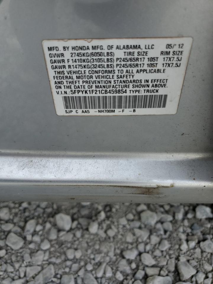 2012 Honda Ridgeline Rt VIN: 5FPYK1F21CB459854 Lot: 84069715