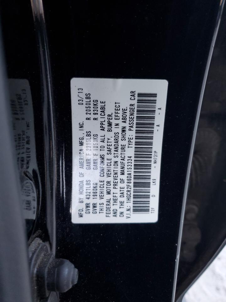2013 Honda Accord Exl VIN: 1HGCR2F86DA153334 Lot: 82377995