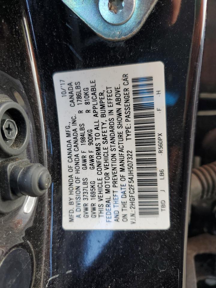 2018 Honda Civic Lx VIN: 2HGFC2F54JH507322 Lot: 82307645