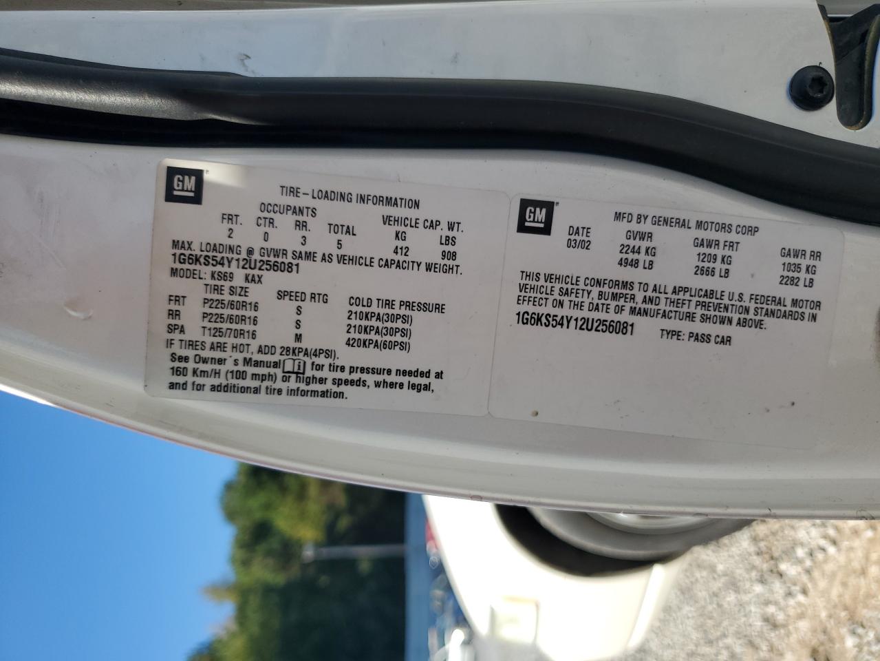 2002 Cadillac Seville Sls VIN: 1G6KS54Y12U256081 Lot: 82366645