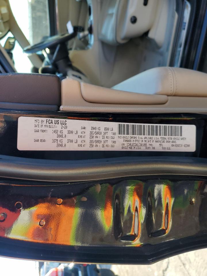 2020 Jeep Grand Cherokee Overland VIN: 1C4RJECGXLC301095 Lot: 85404425