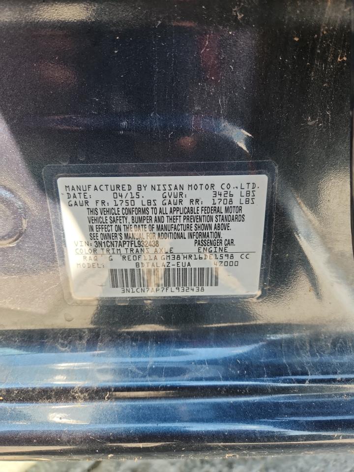 2015 Nissan Versa S VIN: 3N1CN7AP7FL932438 Lot: 82238875