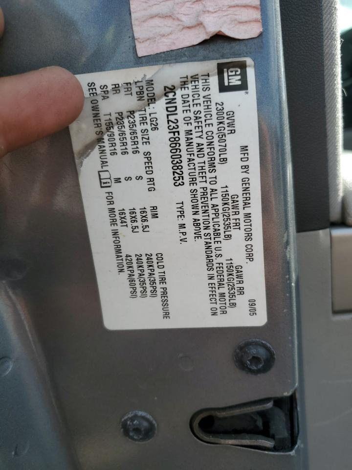 2006 Chevrolet Equinox Ls VIN: 2CNDL23F866038253 Lot: 85879265