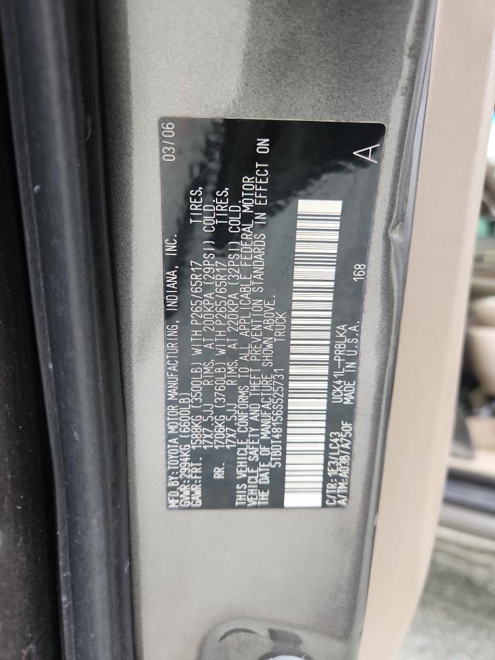 2006 Toyota Tundra Double Cab Limited VIN: 5TBDT48156S525731 Lot: 85107945