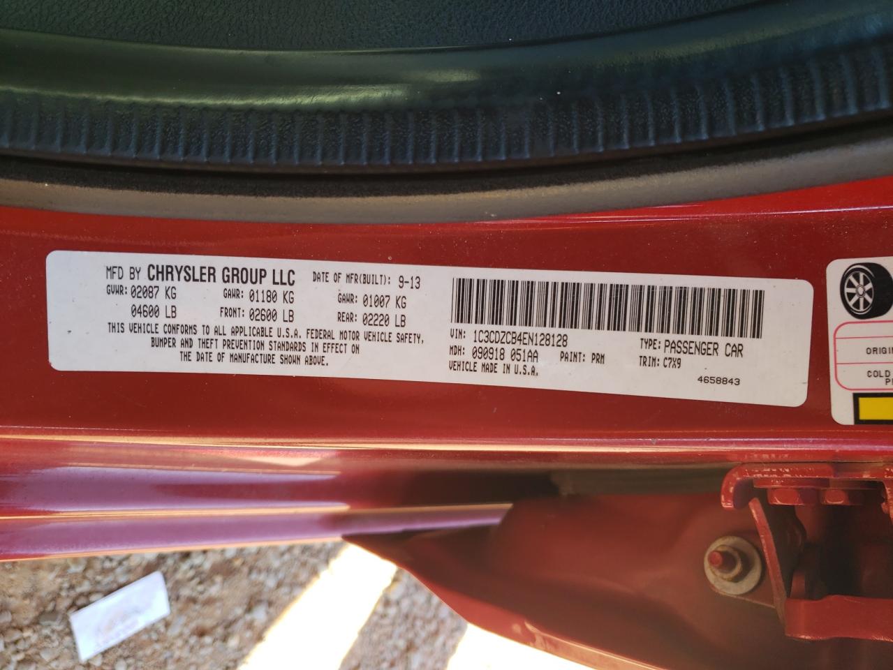 2014 Dodge Avenger Sxt VIN: 1C3CDZCB4EN128128 Lot: 82350235