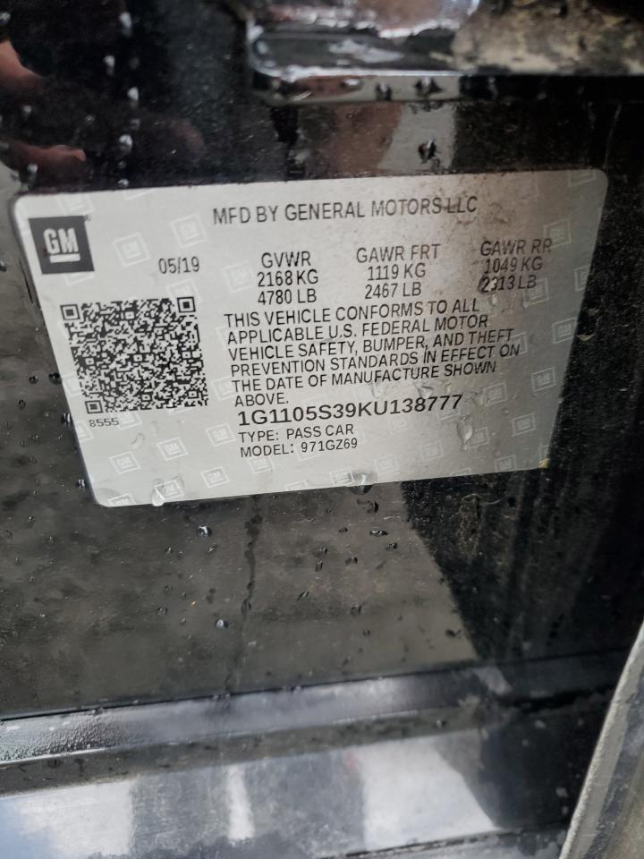 2019 Chevrolet Impala Premier VIN: 1G1105S39KU138777 Lot: 85679145