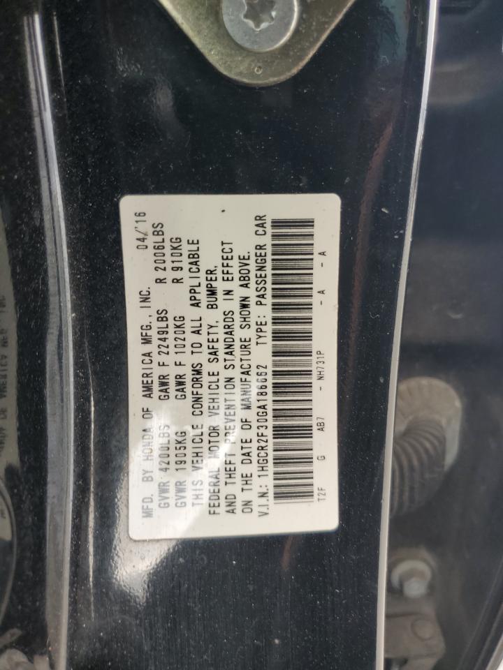 2016 Honda Accord Lx VIN: 1HGCR2F30GA186662 Lot: 85892185