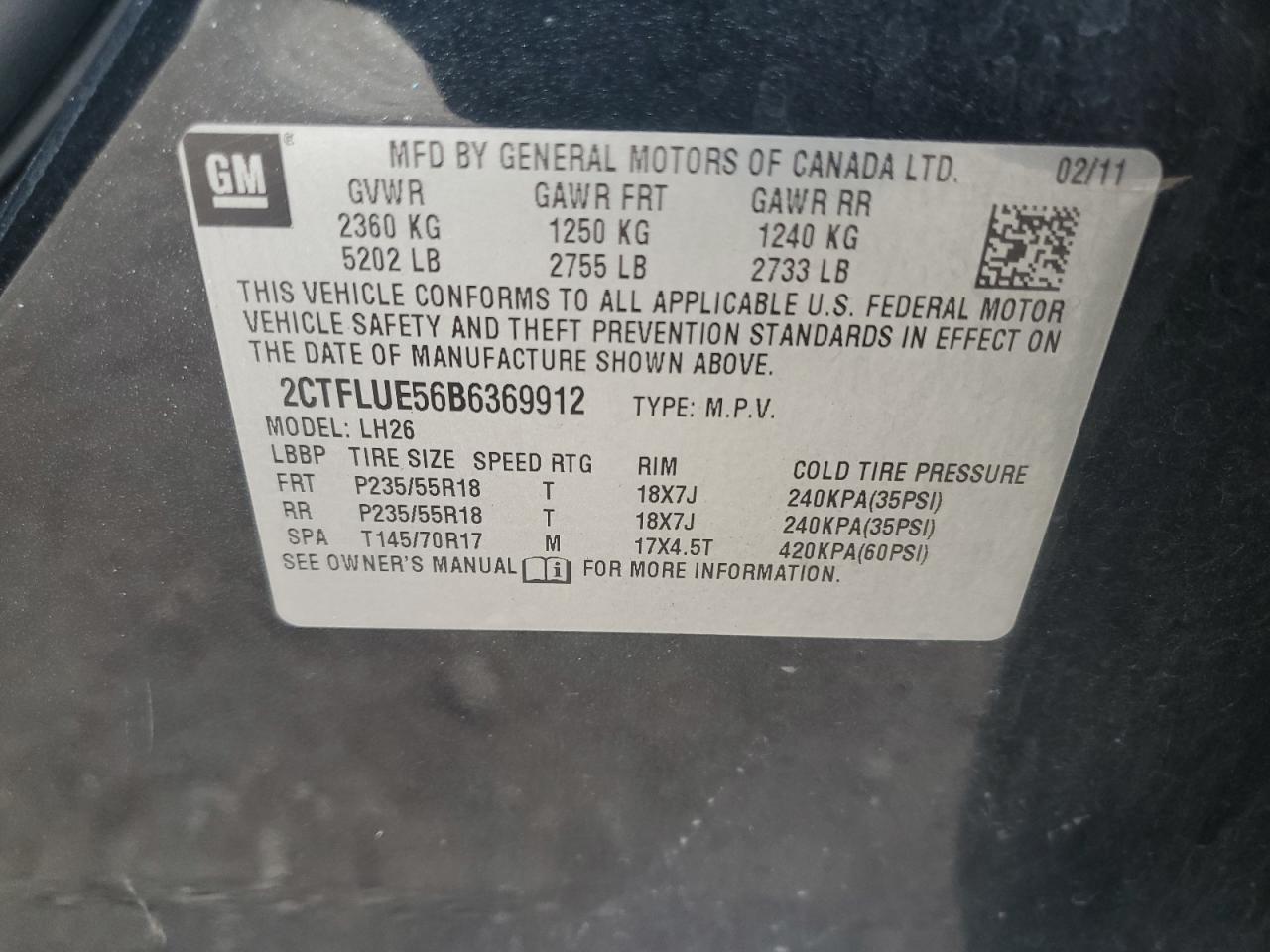 2011 GMC Terrain Slt VIN: 2CTFLUE56B6369912 Lot: 86226505