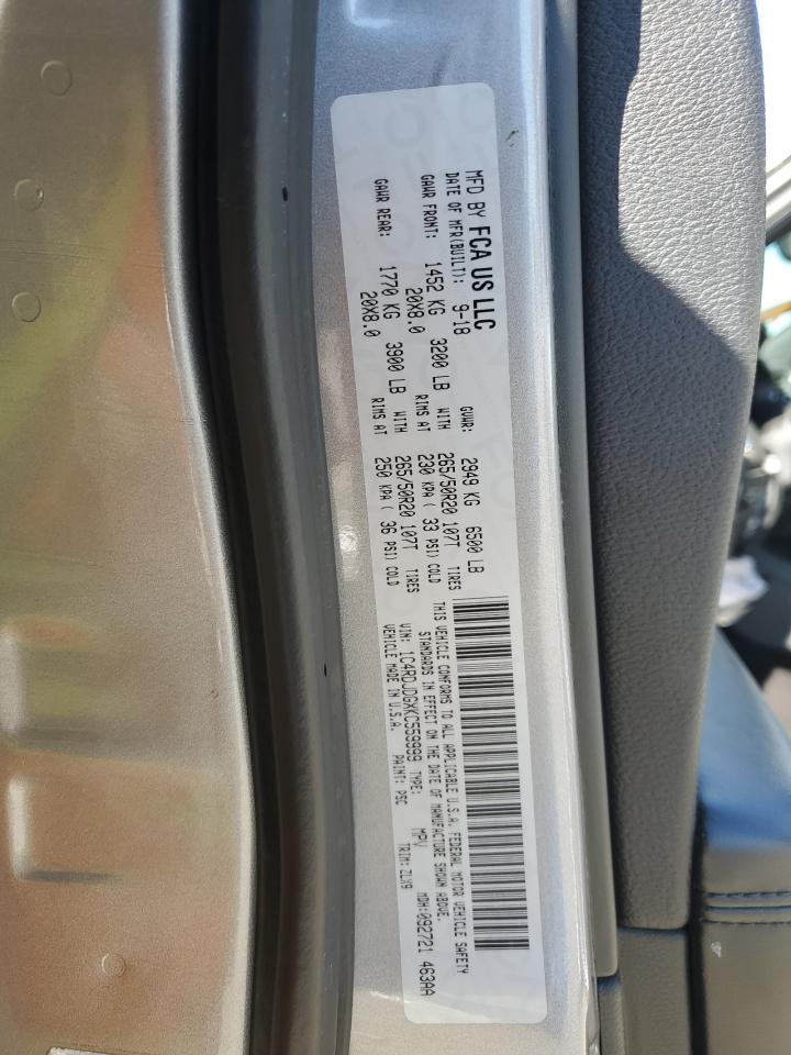 2019 Dodge Durango Gt VIN: 1C4RDJDGXKC559999 Lot: 90373065