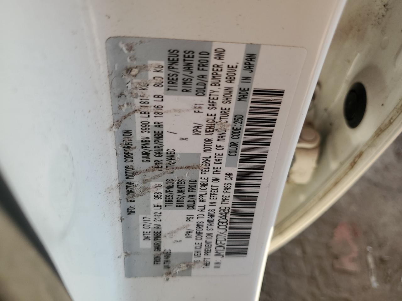 2018 Mazda Cx-3 Grand Touring VIN: JM1DKFD7XJ0304489 Lot: 86279135