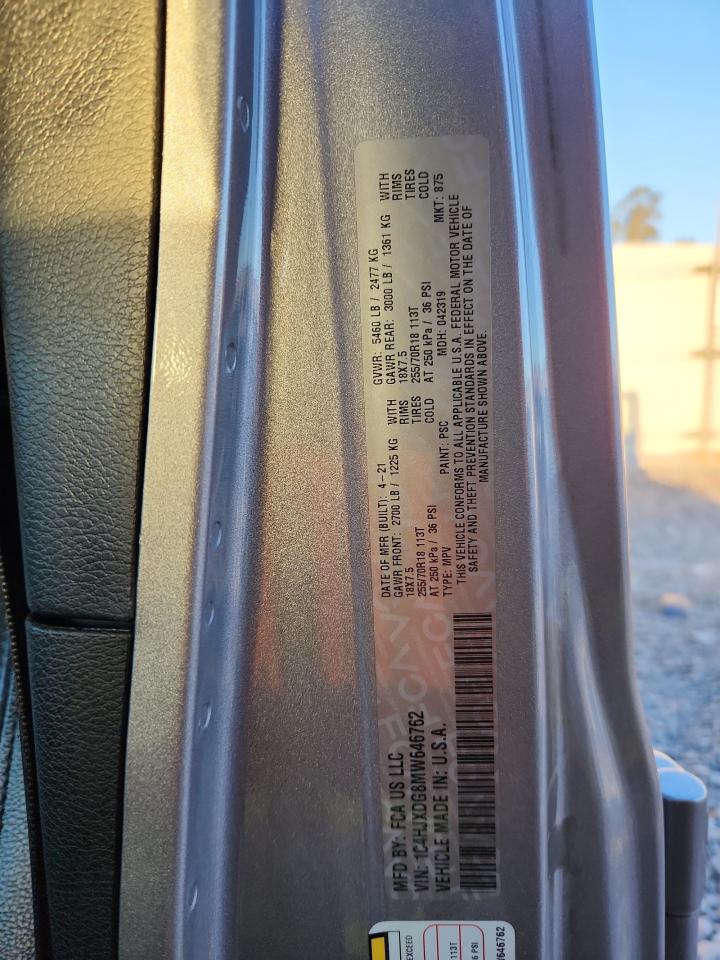 2021 Jeep Wrangler Unlimited Sport VIN: 1C4HJXDG8MW646762 Lot: 86241095