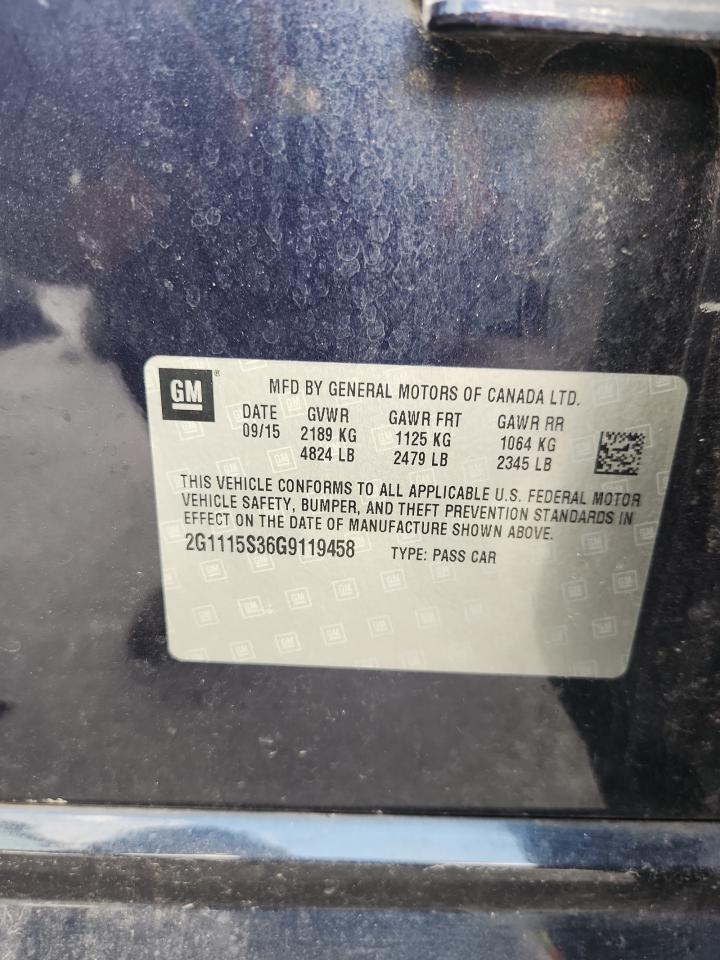 2016 Chevrolet Impala Lt VIN: 2G1115S36G9119458 Lot: 85368535
