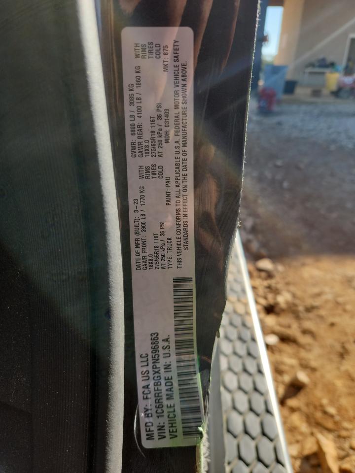 2023 Ram 1500 Big Horn/Lone Star VIN: 1C6RRFBGXPN596863 Lot: 91051015