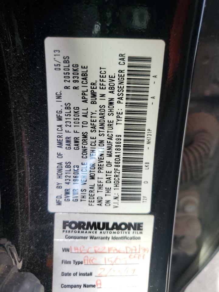 2013 Honda Accord Exl VIN: 1HGCR2F86DA189699 Lot: 82395185