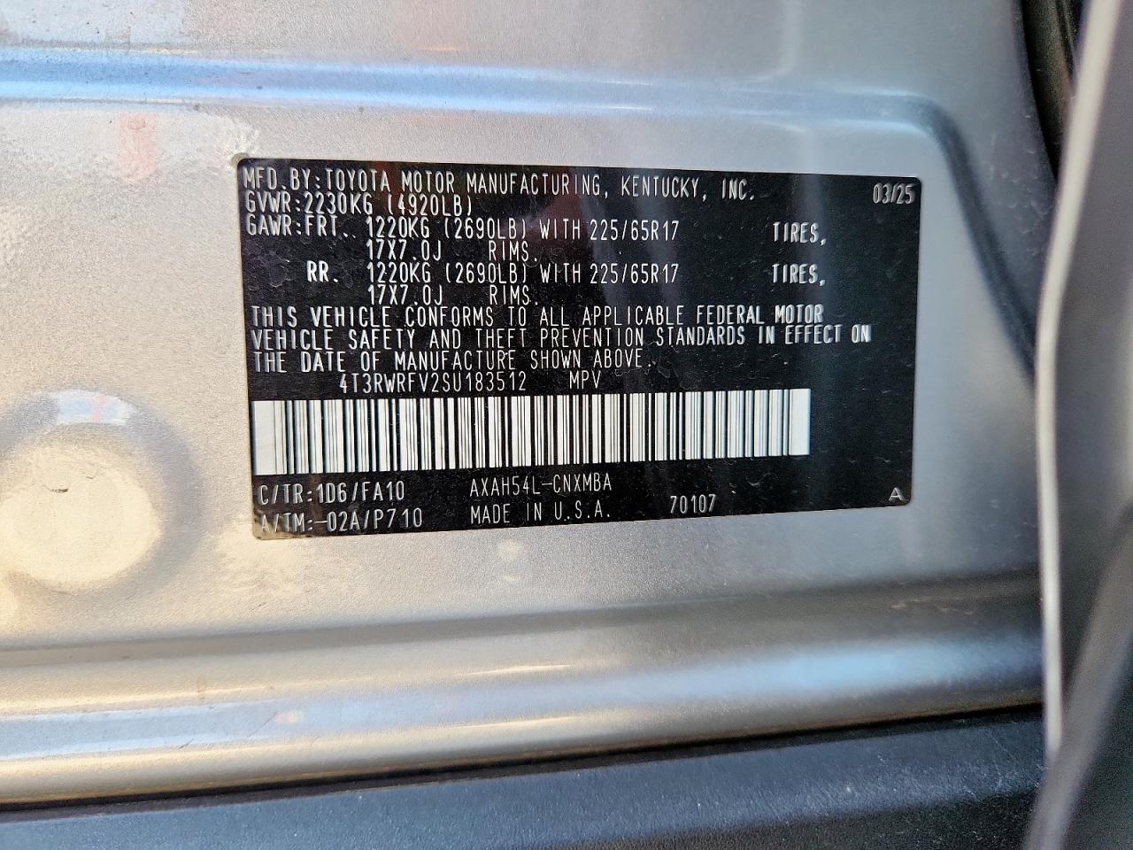 2025 Toyota Rav4 Xle VIN: 4T3RWRFV2SU183512 Lot: 85489025