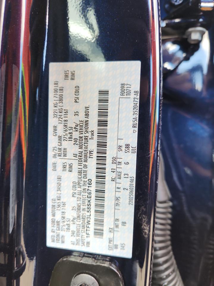 2025 Ford F150 Xlt VIN: 1FTFW3L58SKE67160 Lot: 90459515