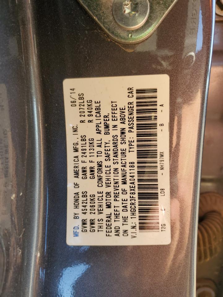 2014 Honda Accord Exl VIN: 1HGCR3F8XEA041188 Lot: 85860845