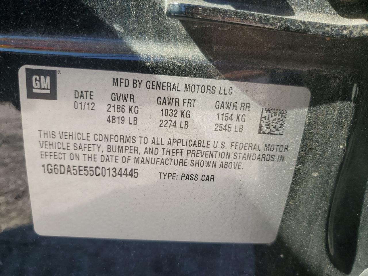 2012 Cadillac Cts VIN: 1G6DA5E55C0134445 Lot: 84613485