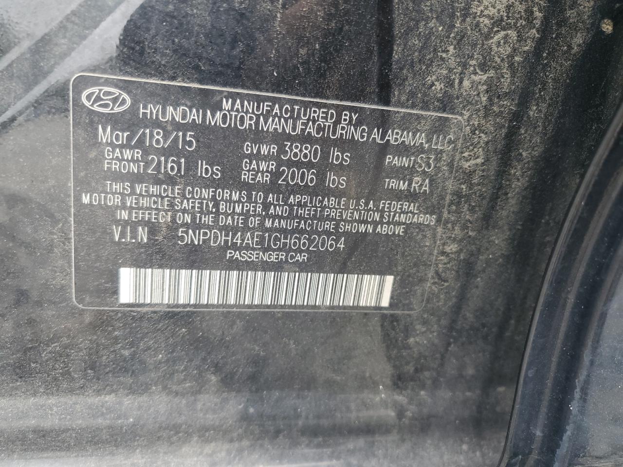 2016 Hyundai Elantra Se VIN: 5NPDH4AE1GH662064 Lot: 82377525