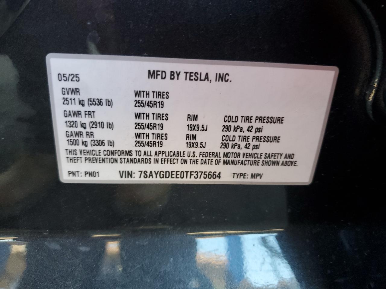 2026 Tesla Model Y VIN: 7SAYGDEE0TF375664 Lot: 85383245