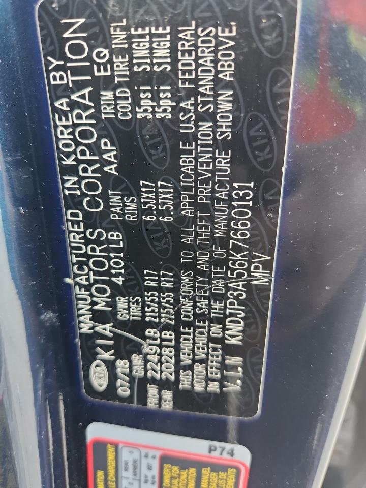 2019 Kia Soul + VIN: KNDJP3A56K7660131 Lot: 85552785