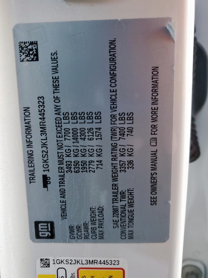 2021 GMC Yukon Xl Denali VIN: 1GKS2JKL3MR445323 Lot: 90093235