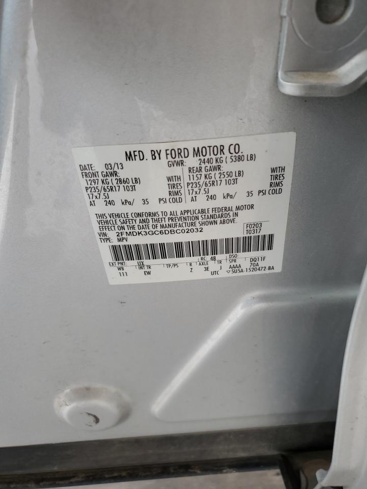 2013 Ford Edge Se VIN: 2FMDK3GC6DBC02032 Lot: 85600005