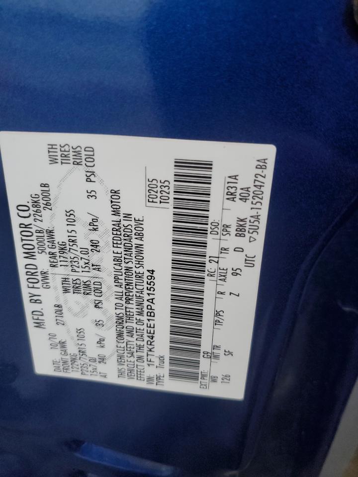 2011 Ford Ranger Super Cab VIN: 1FTKR4EE1BPA15594 Lot: 90351925