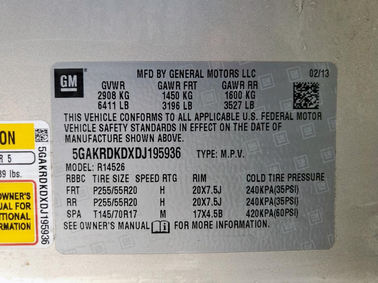 2013 Buick Enclave VIN: 5GAKRDKDXDJ195936 Lot: 90360715