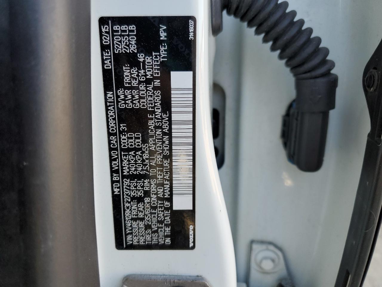 2015 Volvo Xc60 T5 Premier VIN: YV4612RK3F2737792 Lot: 90391485