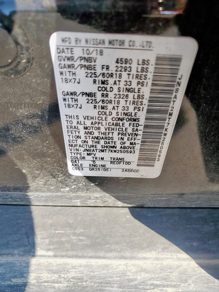 2019 Nissan Rogue S VIN: JN8AT2MT7KW250593 Lot: 85156175