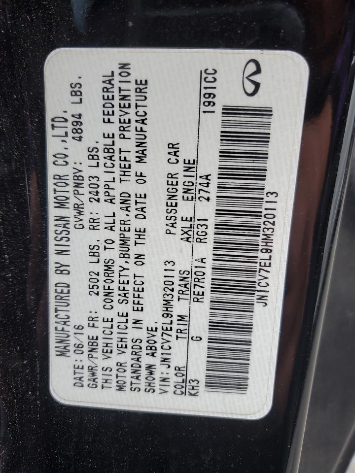 2017 Infiniti Q60 Base VIN: JN1CV7EL9HM320113 Lot: 89480415