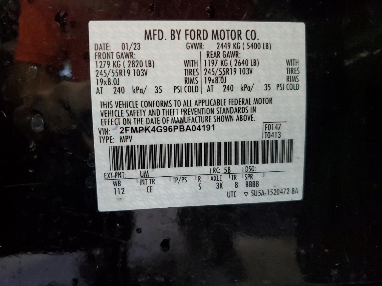 2023 Ford Edge Se VIN: 2FMPK4G96PBA04191 Lot: 85288925