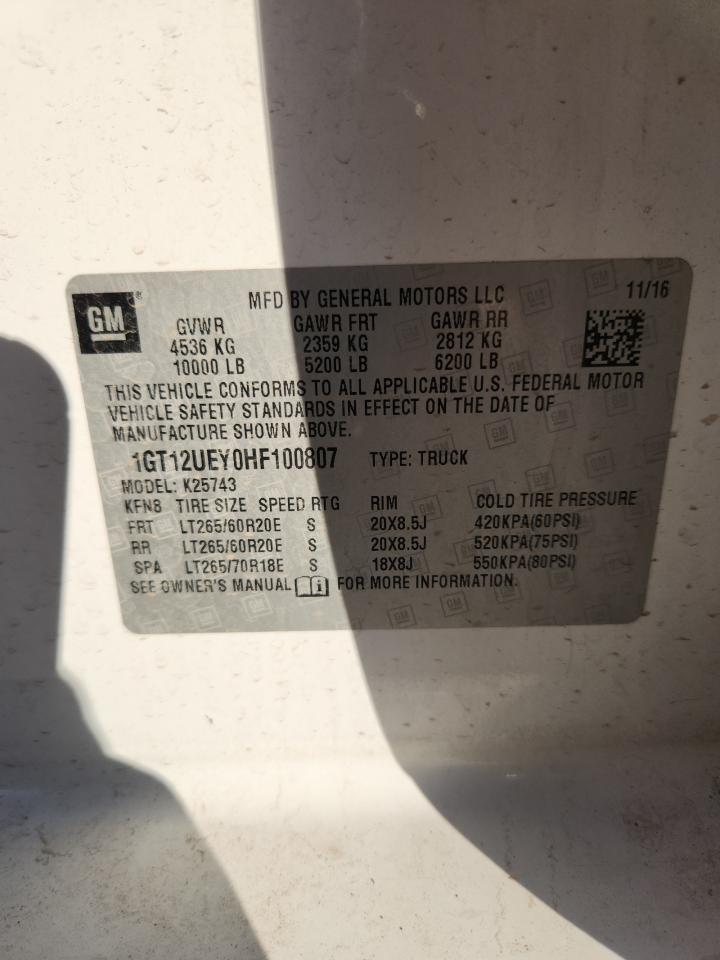 2017 GMC Sierra K2500 Denali VIN: 1GT12UEY0HF100807 Lot: 87232565