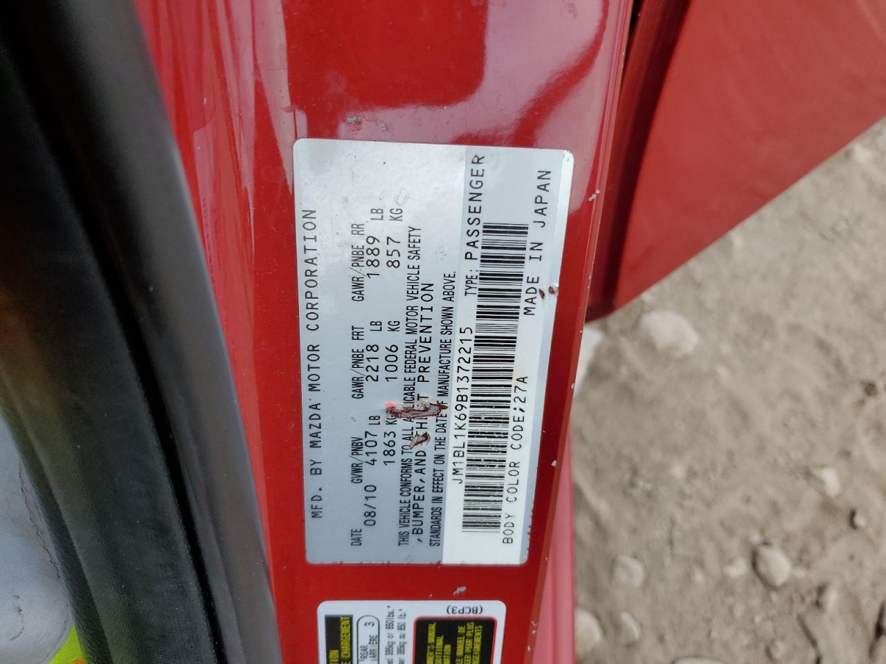 2011 Mazda 3 S VIN: JM1BL1K69B1372215 Lot: 86217795