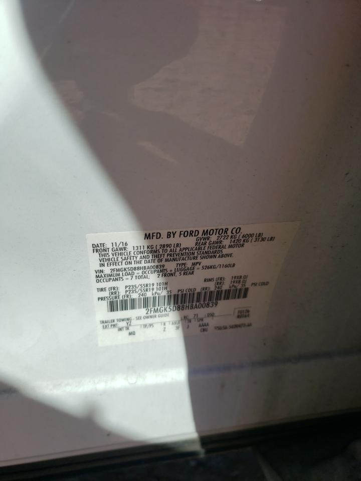 2017 Ford Flex Limited VIN: 2FMGK5D88HBA00839 Lot: 82447925