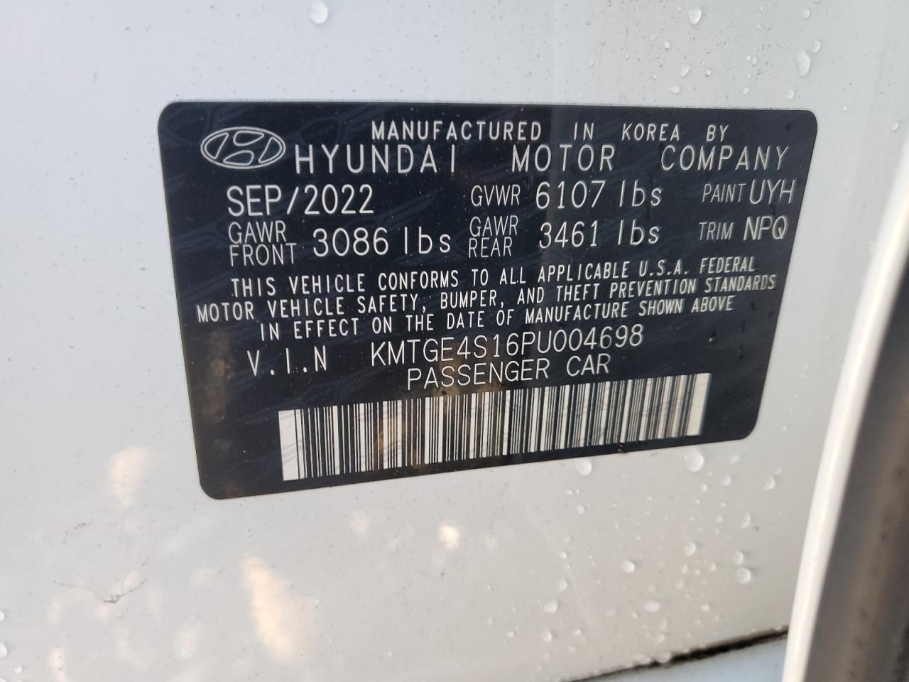 2023 Genesis G80 VIN: KMTGE4S16PU004698 Lot: 86194505