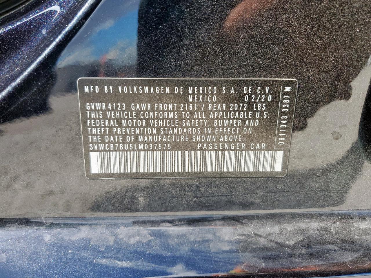 2020 Volkswagen Jetta S VIN: 3VWCB7BU5LM037575 Lot: 85548035