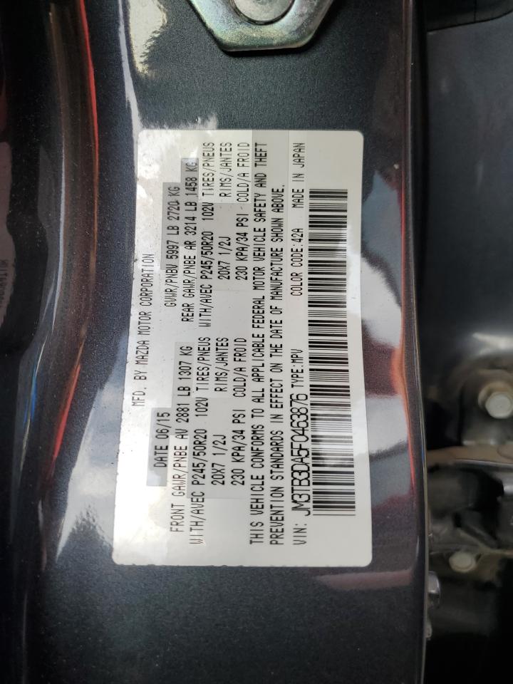 2015 Mazda Cx-9 Grand Touring VIN: JM3TB3DA5F0463876 Lot: 86336195