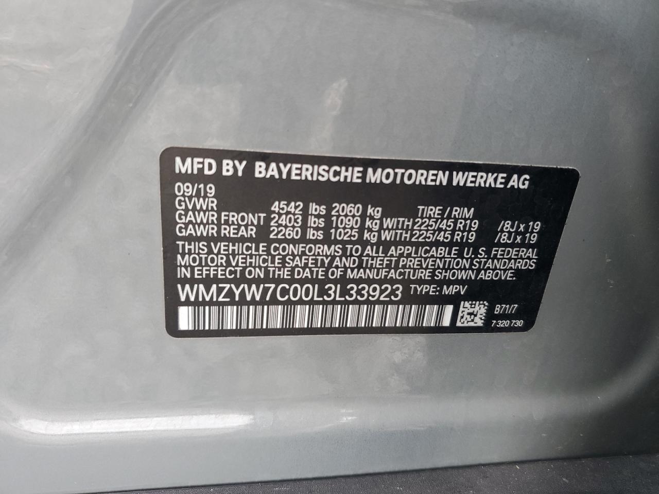 2020 Mini Cooper S Countryman VIN: WMZYW7C00L3L33923 Lot: 90235455