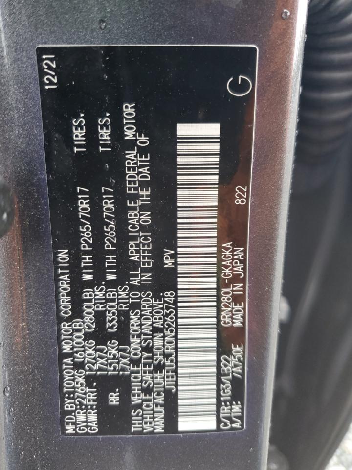 2022 Toyota 4Runner Sr5 VIN: JTEFU5JR0N5263748 Lot: 85929455