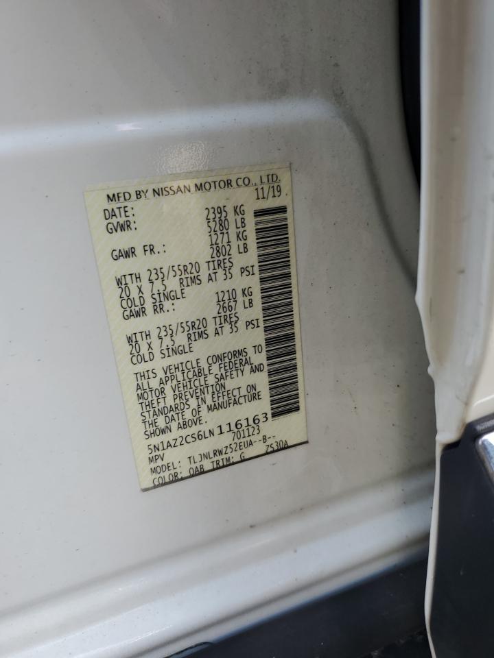 2020 Nissan Murano Sl VIN: 5N1AZ2CS6LN116163 Lot: 90315055