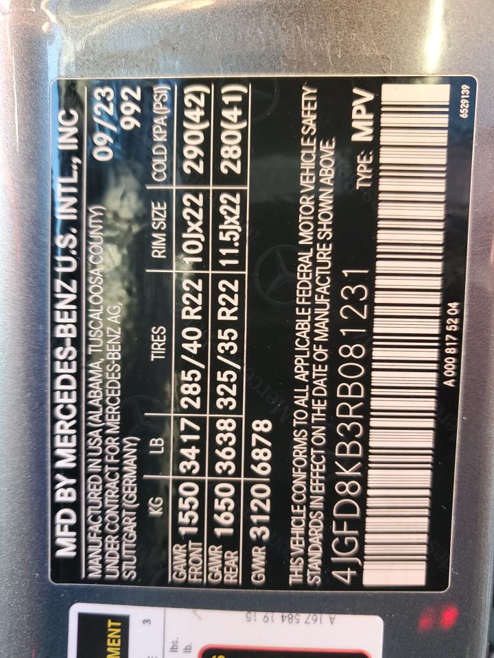 2024 Mercedes-Benz Gle Coupe 63 S 4Matic Amg VIN: 4JGFD8KB3RB081231 Lot: 85300945