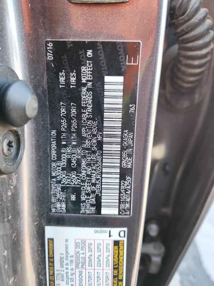 2016 Toyota 4Runner Sr5/Sr5 Premium VIN: JTEBU5JR7G5364870 Lot: 89482785